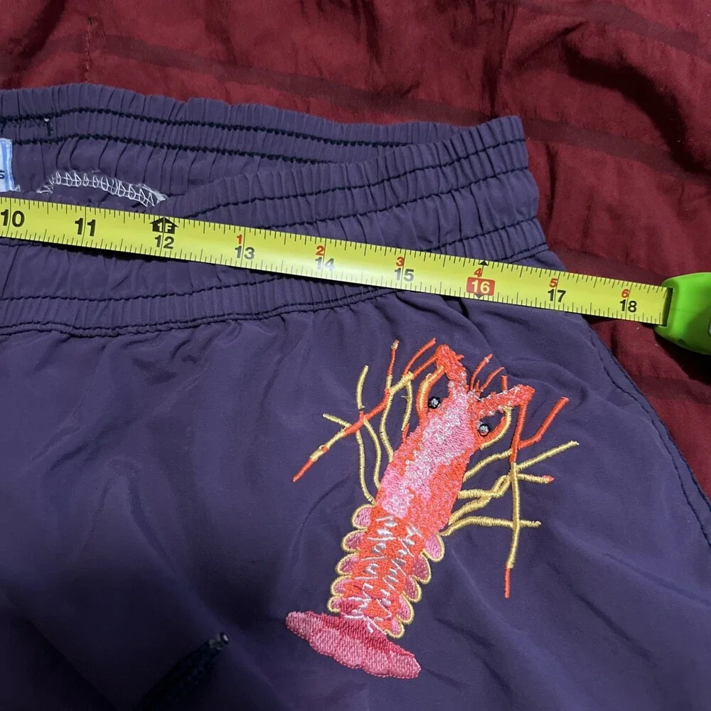 Les Canebiers Swim Shorts Mens 3XL Purple Embroidered Lobsters
